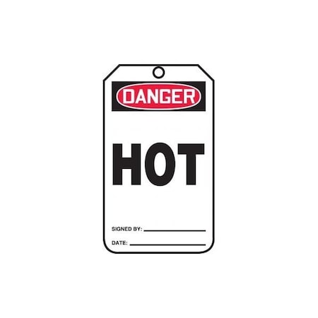 Accuform Safety Tags, DANGER HOT, 5.75in x 3.25in, RP-Plastic, 5PK MDT160PTM